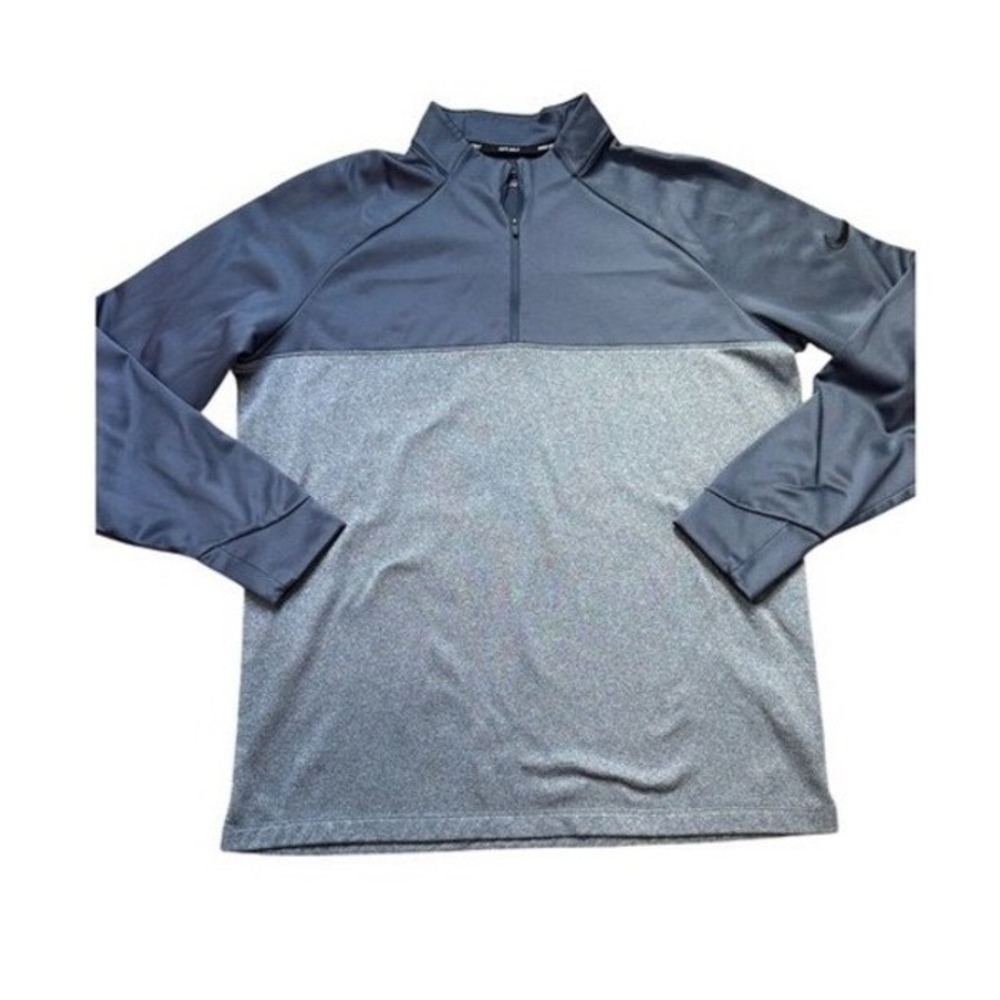 Nike Golf Therma Fit‎ Grey Colorblock 1/4 Zip Fleece Pullover Mens L Dadcore